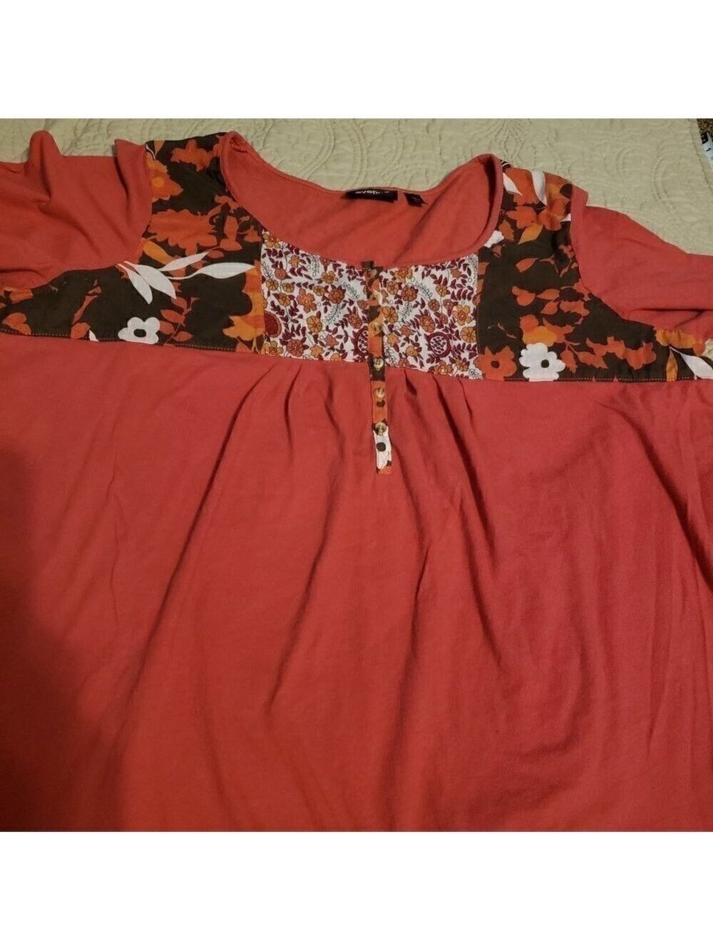 Avenue Rust Floral Yoke Top